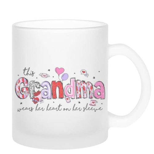 frosted glass mug - this mama wears her heart on her sleeve image 2