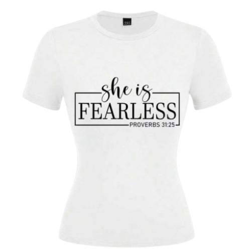 She is fearless ladies round necked slimfit t-shirts  image 1
