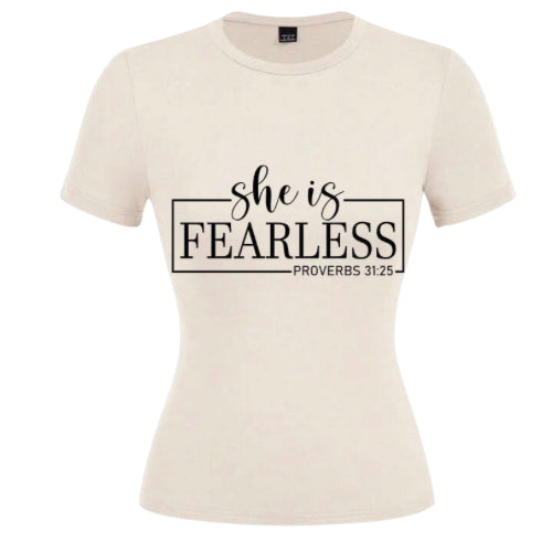 She is fearless ladies round necked slimfit t-shirts  image 2