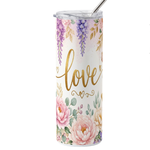 Love with flowers 20oz stainless steel tumbler image 0
