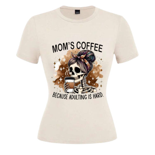 v-neck t-shirt  - mom's coffee because adulting is hard image 0