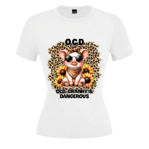 V-neck ladies t-shirt  -  O.C.D old cranky and dangerous image 0
