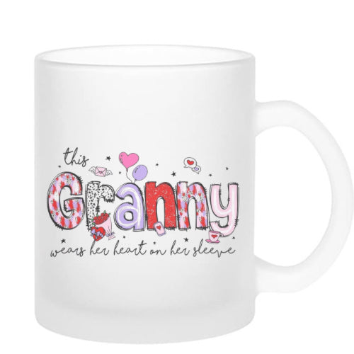 frosted glass mug - this mama wears her heart on her sleeve image 3