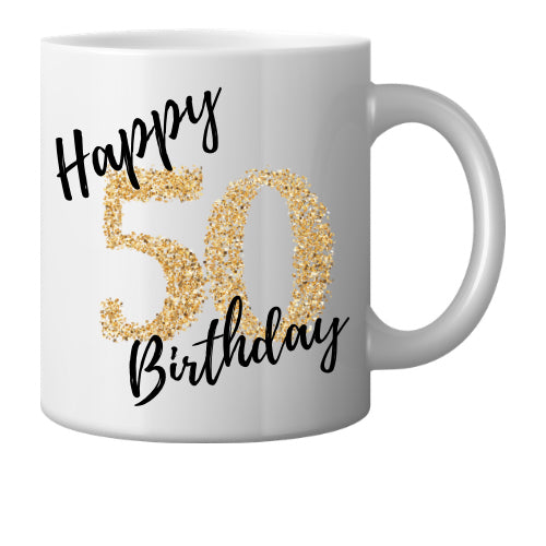 Happy age birthday ceramic mug (gold) image 5