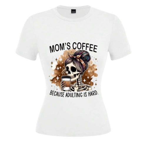 v-neck t-shirt  - mom's coffee because adulting is hard image 1