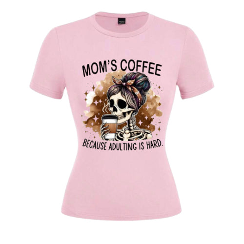 v-neck t-shirt  - mom's coffee because adulting is hard image 2