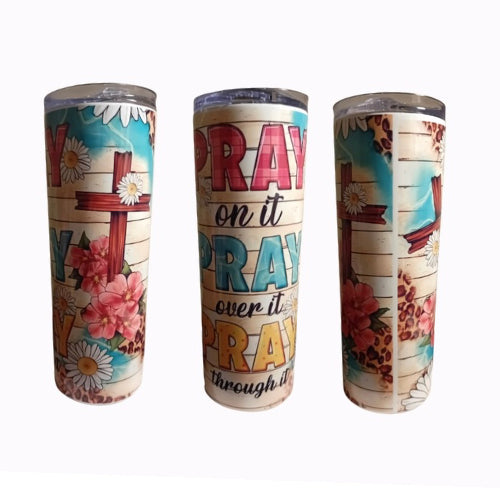 Stainless steel tumbler - pray pray pray image 0