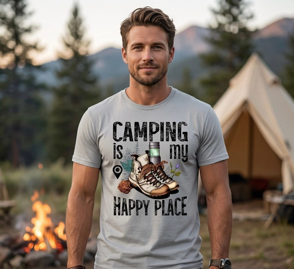 Camping is my happy place men’s t-shirts image 3
