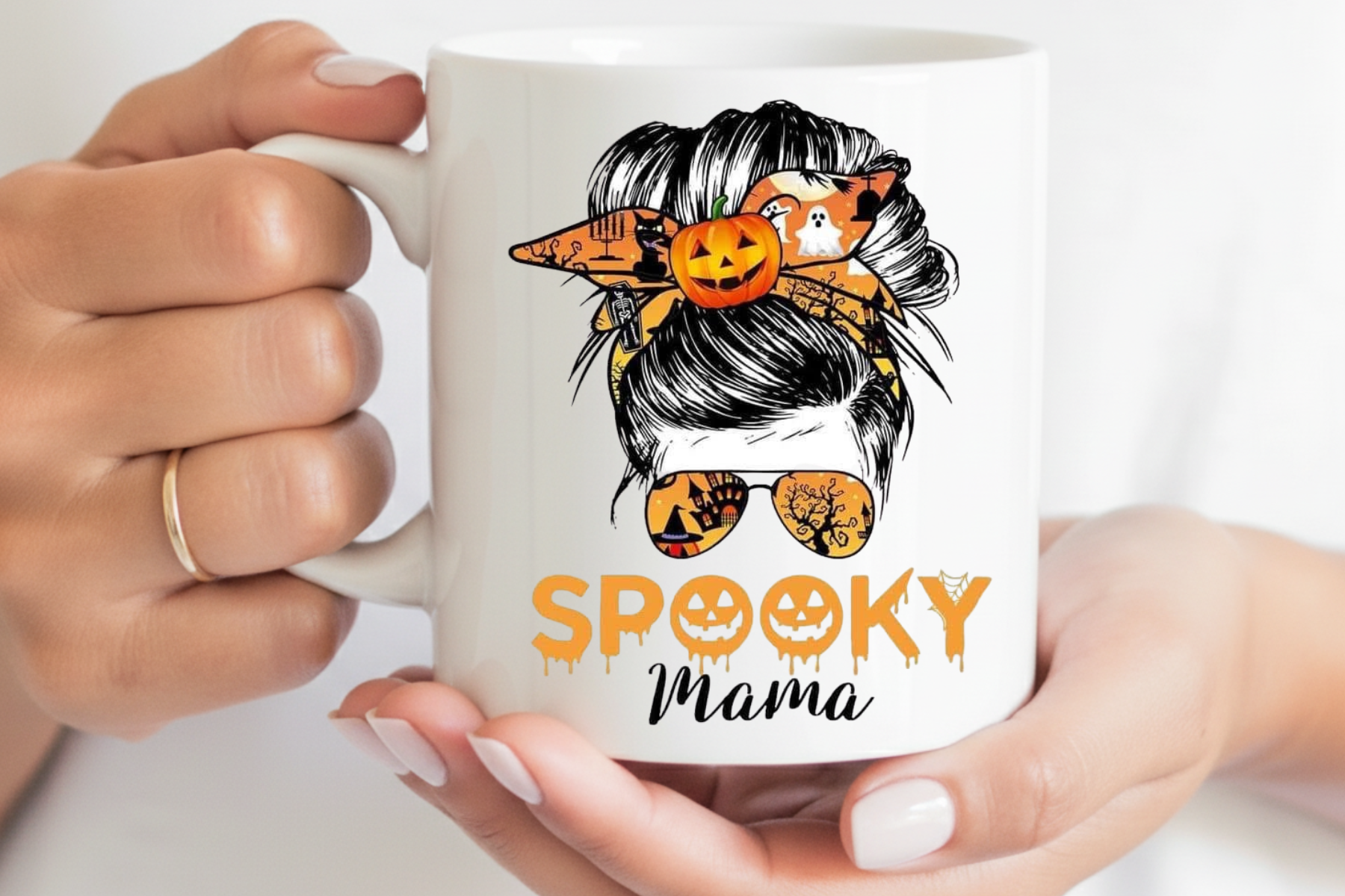 Ceramic mug - messy bun spooky mama  image 0