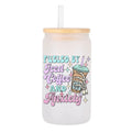 Frosted glass tumbler - fueled by iced coffee and anxiety  image 0
