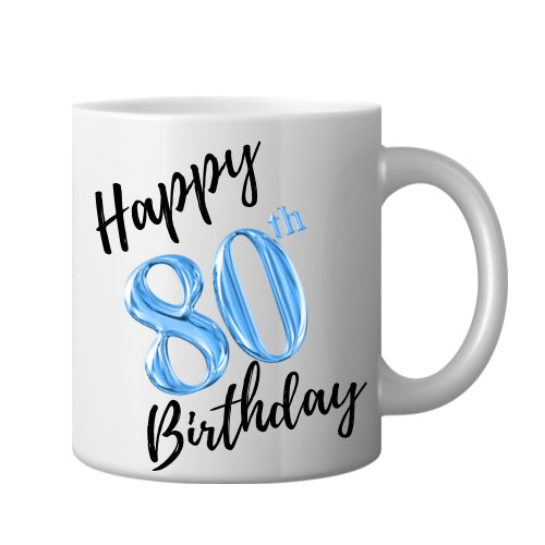Happy age Birthday ceramic mugs (blue) image 5
