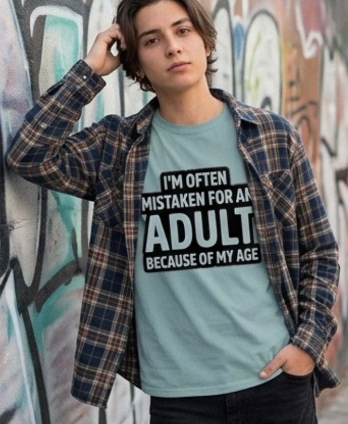 I’m often mistaken for an adult because of my age men’s t-shirt