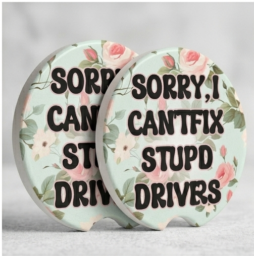 Car coasters - sorry can’t fix stupid drivers