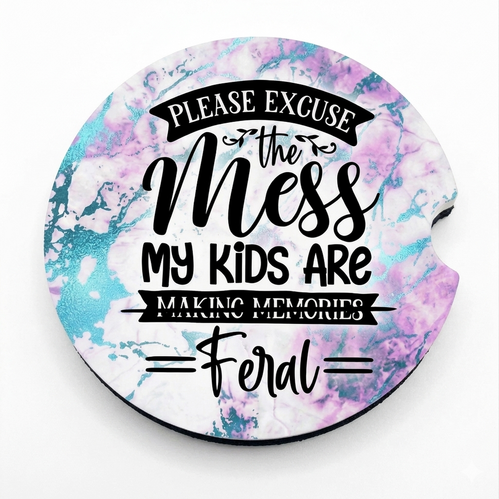 Car coasters - please excuse the mess my kids are feral