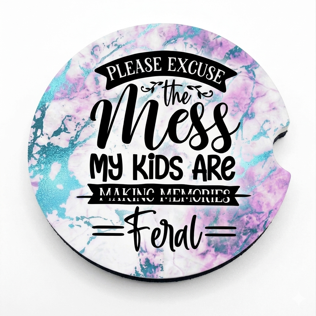 Car coasters - please excuse the mess my kids are feral