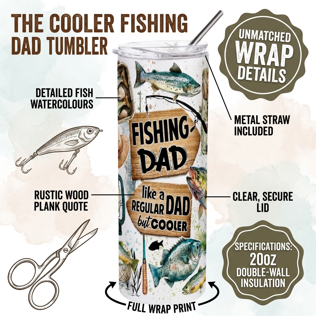 Fishing dad stainless steel tumbler