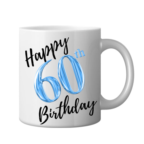 Happy age Birthday ceramic mugs (blue) image 3