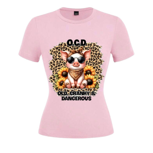 V-neck ladies t-shirt  -  O.C.D old cranky and dangerous image 2