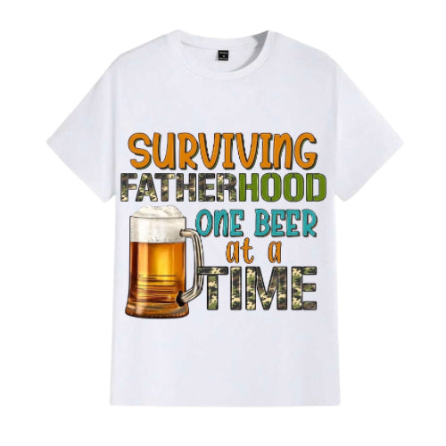 Surviving fatherhood one beer at a time men’s t-shirts image 1