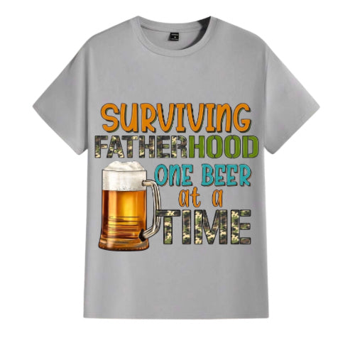 Surviving fatherhood one beer at a time men’s t-shirts image 0